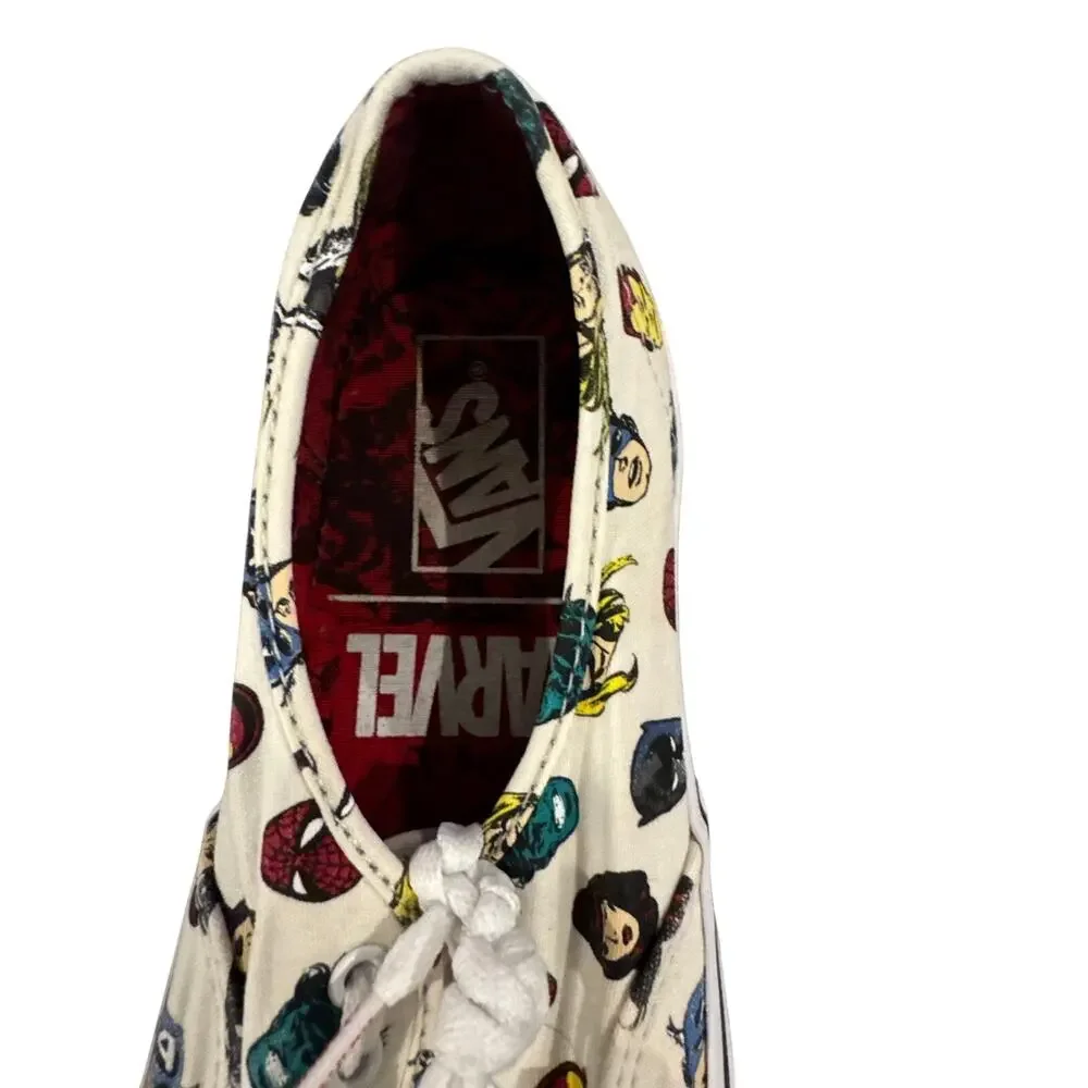 Vans x Marvel Authentic Canvas Sneakers White Comic Print Women’s